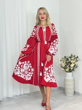 Exclusive Ukrainian Embroidered Maxi Dress, Vyshyvanka, Custom Size Colour