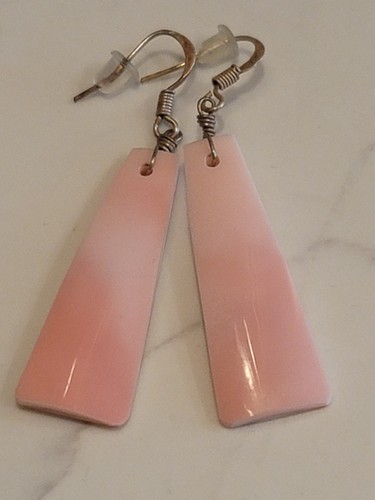 Handcrafted Pink Conch Shell Dangle Earrings Artisan Boho Beach Jewelry