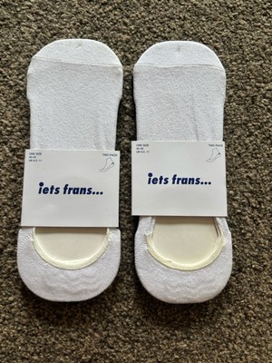 Bnwt iets Frans 2x Twin Pack No Show Trainer Socks - Black/ White - UK 6.5 - 11
