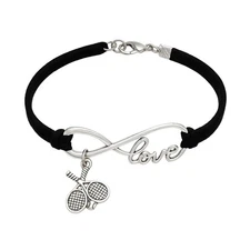 Tennis Bracelet- Black Infinity Love Tennis Charm Bracelet – Adjustable Suede Co