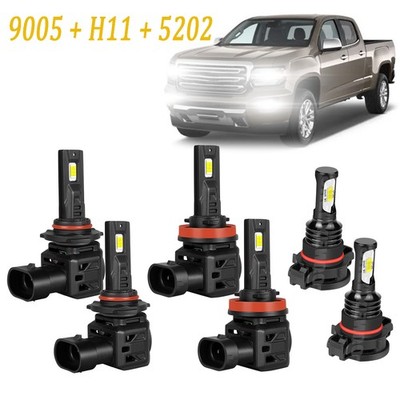 Combo 6x LED Headlight Kit Bulbs Hi/Lo Fog Beam For GMC Canyon 2015-2021 10000LM
