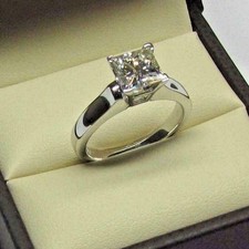 2Ct Princess Cut Simulated Diamond Women's Engagement Ring 14K White Gold Plated