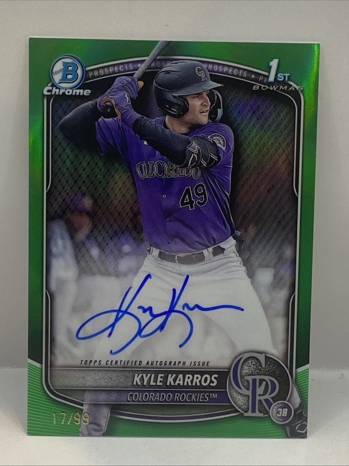 2025 Bowman Chrome Baseball Kyle Karros 1st Bowman Auto #17/99 Green Refractor