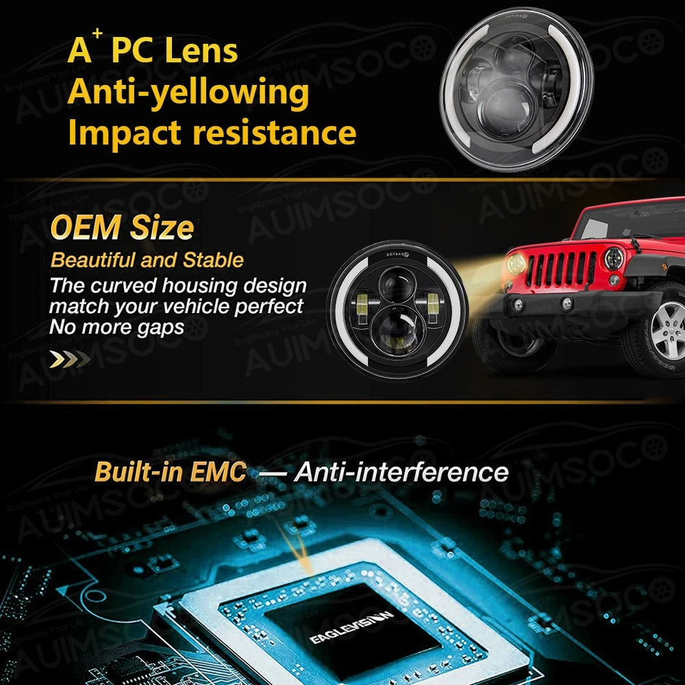 Faros LED para Buick Apollo 1973, 1974, 1975, Century 7" H6024 H6014 H6015 Foto 3 de 4