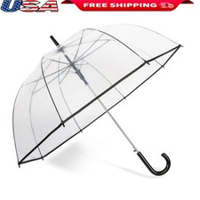 Clear Bubble Umbrella Waterproof Wind Resistant Automatic Open Fiberglass Ribs