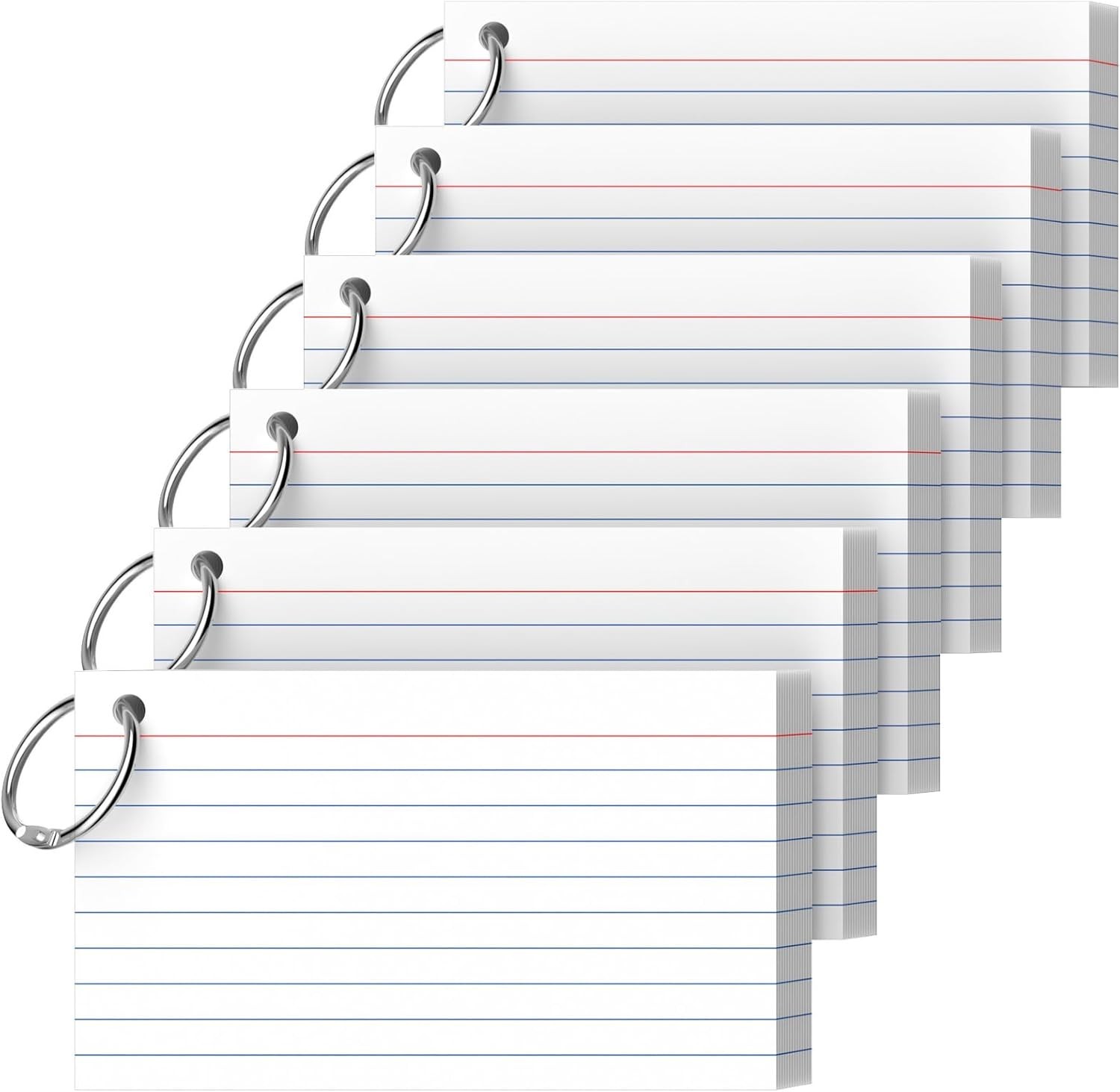 300 Count Index Cards 3x5 Ruled w Ring 180GSM Flash Cards for Study ...