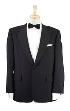 Paul Stuart Black 1-Btn Notch Lapel Tuxedo Formal Wedding Wool Blazer Jacket 40S