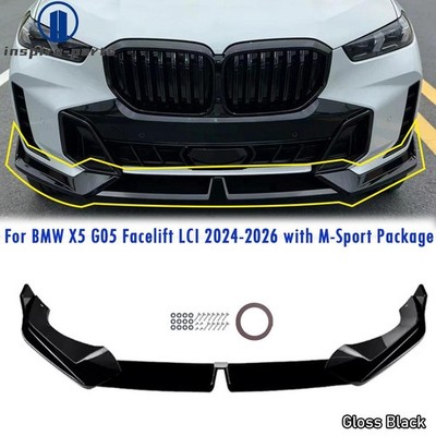 For 2024-26 BMW X5 G05 M Sport LCI MP Style Gloss Black Front Bumper Lip Spoiler