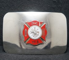WK21155 VINTAGE 1970s FIRE DEPARTMENT FIREFIGHTER SYMBOL MENS BELT BUCKLE