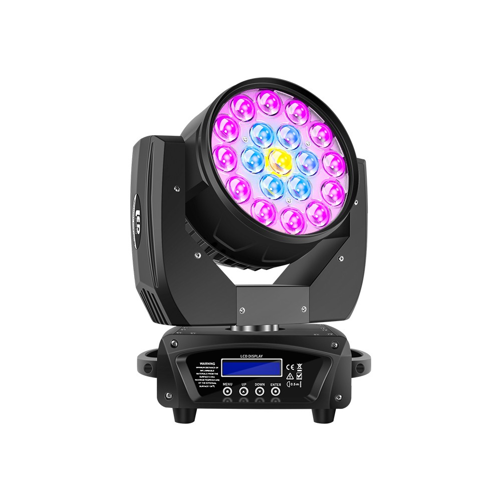 US 2/4PCS RGBW LED Zoom Moving Head Stage Light 19x15W DMX Beam Wash Lighting DJ