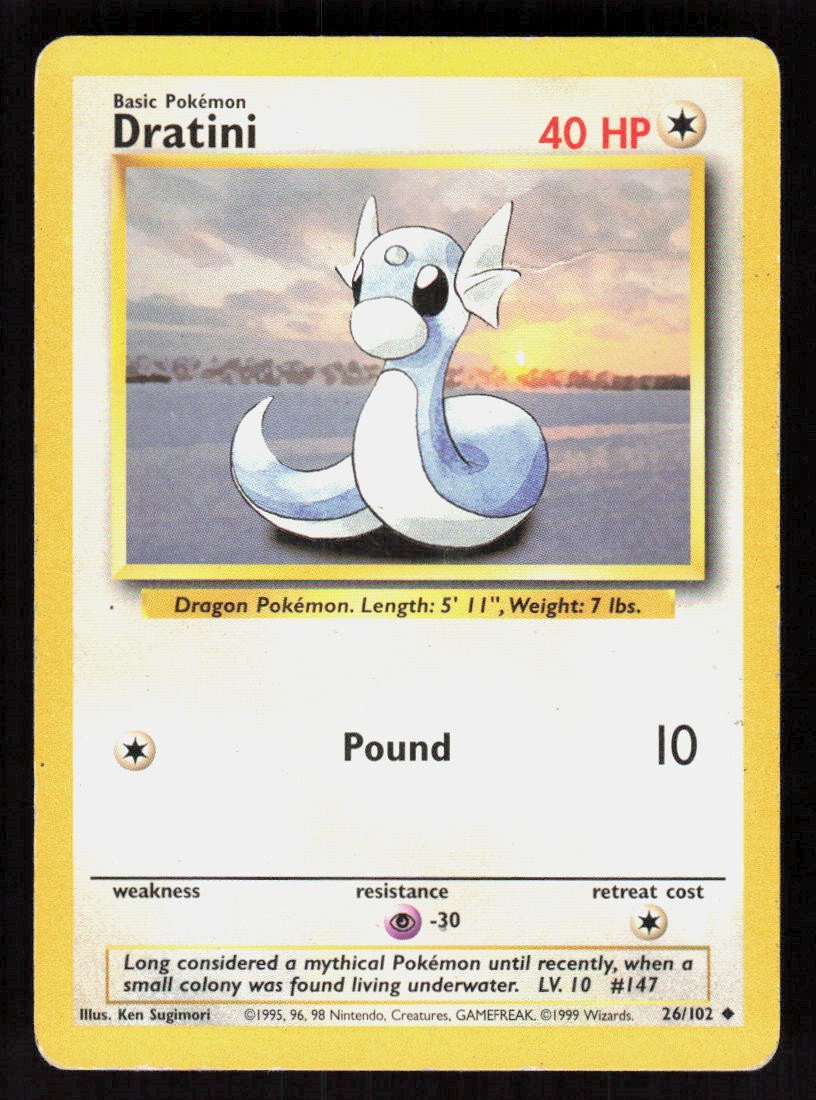 Pokemon Dratini 26/102 Uncommon Base Set Unlimited (HP)