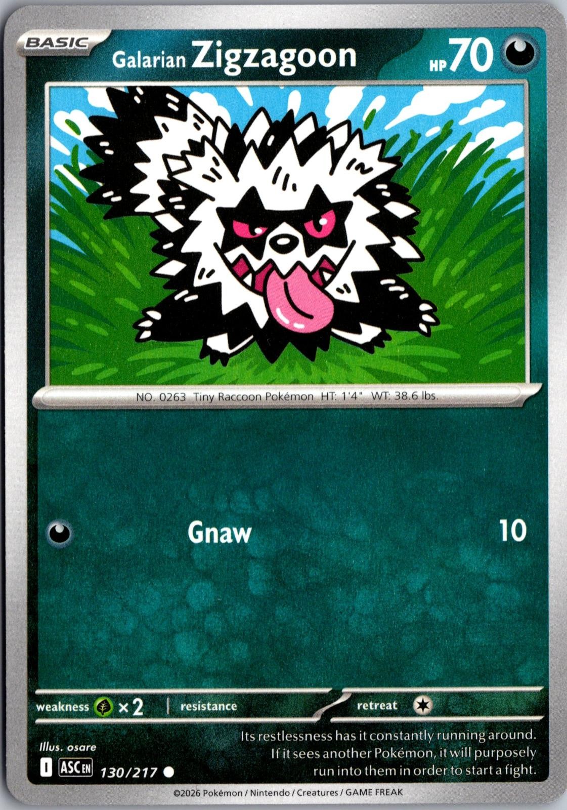 Galarian Zigzagoon 130/217 Common Ascended Heroes Pokemon Near Mint
