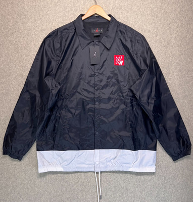 NWT Nike AIR Jordan Legacy AJ 4 Men's Coaches Jacket Black Logo CI0253-010 2XL