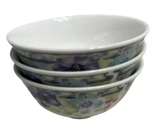 Set of 3 Vintage Japanese Porcelain Rice Bowls Beautiful Floral Pattern Authenti