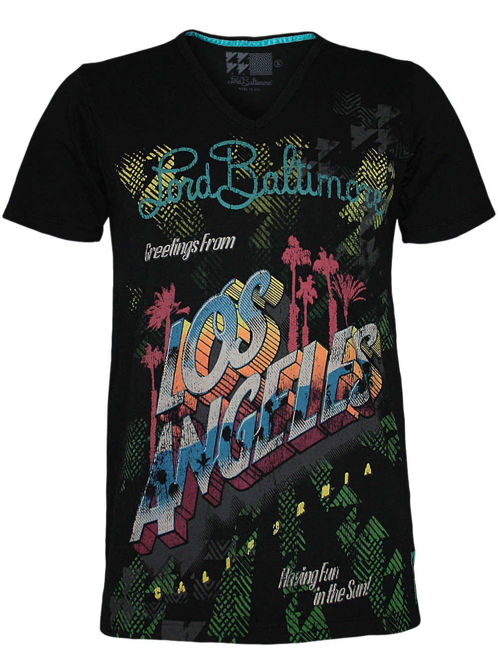Lord Baltimore Uomo Scollo a V Maglia Los Angeles in Nero By Audigier Nuovo Lord Baltimore Uomo Scollo a V Maglia Los Angeles in Nero By Audigier Nuovo