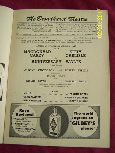 ANNIVERSARY WALTZ - THE BROADWAY THEATER - BROADWAY PLAYBILL SEPT. 20, 1954 - Picture 3 of 4