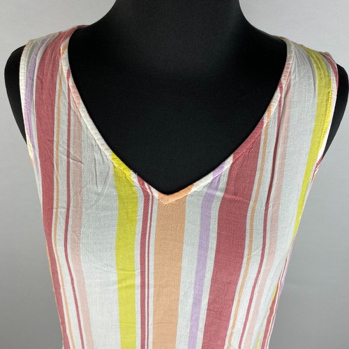 A.N.A. A New Approach S gestreiftes V-Ausschnitt Stufen Rüschensaum Viskose Tank Boho OT - Bild 2 von 12