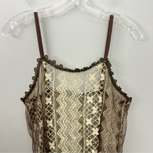 Vestido Pretty Angel Nuevo con Etiquetas de Encaje Mezcla de Seda Para Mujer Talla Grande Marrón Tostado Y2K - Imagen 9 de 9