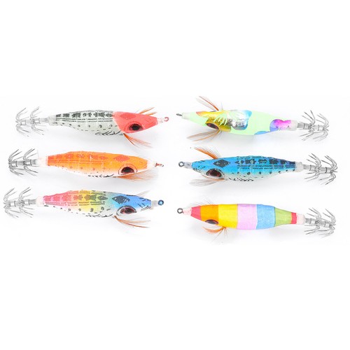 6PCS 10cm Hard Fishing Lure Artificial Wood Shrimp Bait With Octopus ...
