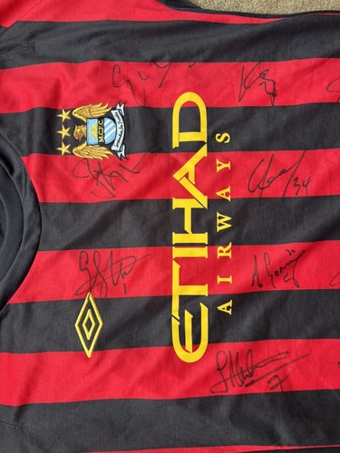 Manchester City 2011/12 Premier League Winners Away Football Shirt Signed By 14 - Picture 2 of 12