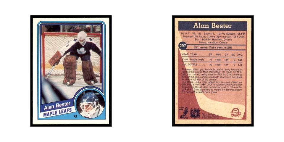 1984 O-Pee-Chee Allan Bester RC Toronto Maple Leafs #297 - Image 3 of 3