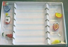 Set of (6) NEW Glass Fruit Bar Cocktail Mixed Drink Stir Sticks - Drink Stirrers