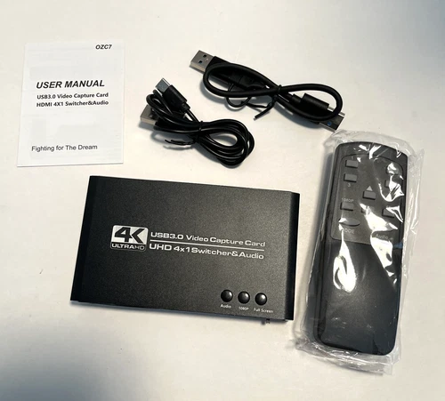4K 2 in 1 USB3.0 Video Capture Card HDM 4X1 Switcher & Audio Loop Game Recorder