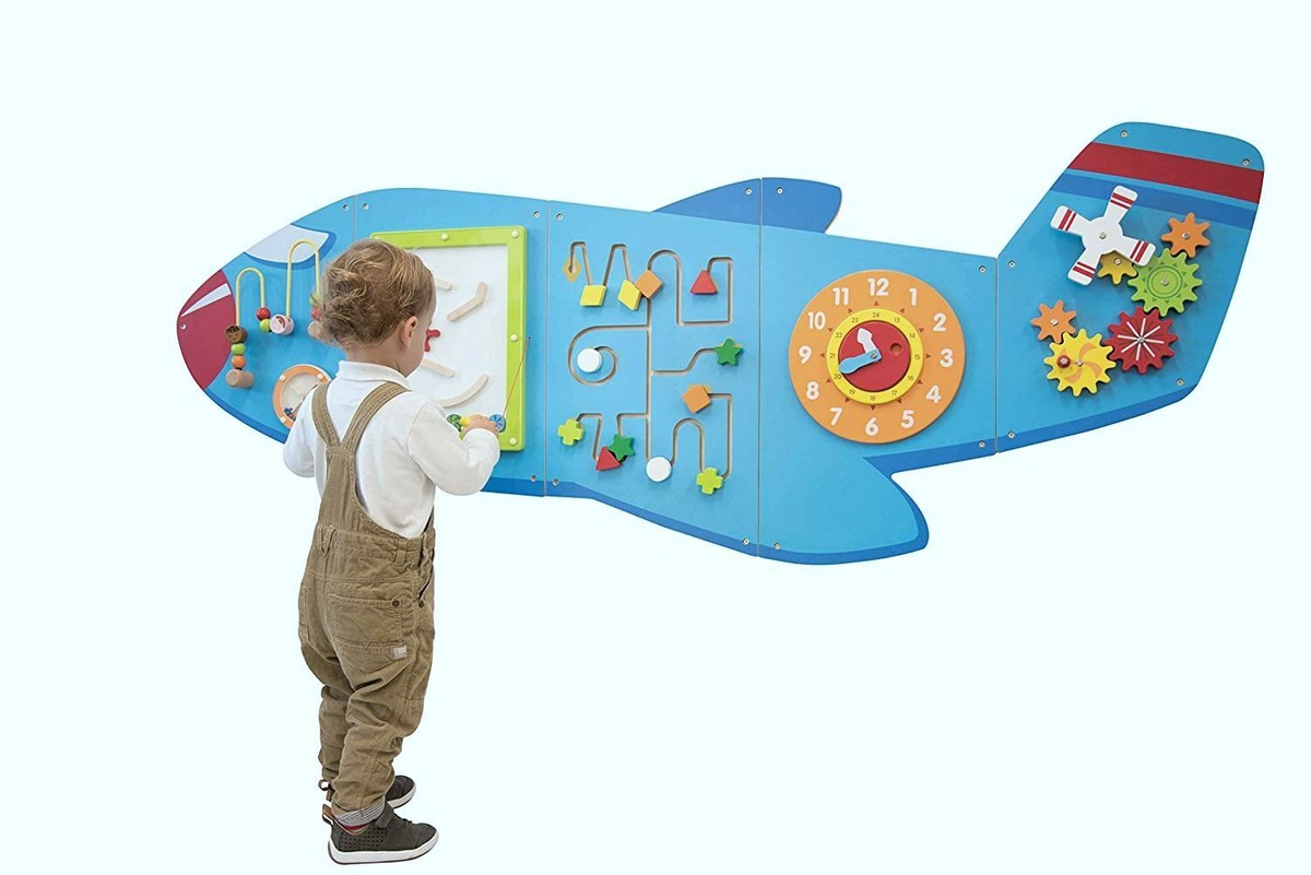 Monläurd® Wooden Airplane Activity Wall Panel for Kids, Wall
