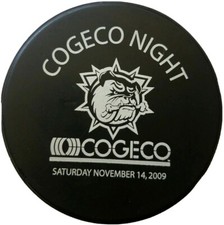 2009 HAMILTON BULL DOGS  COGECO NIGHT OFFICIAL MADE IN CANADA HOCKEY PUCK