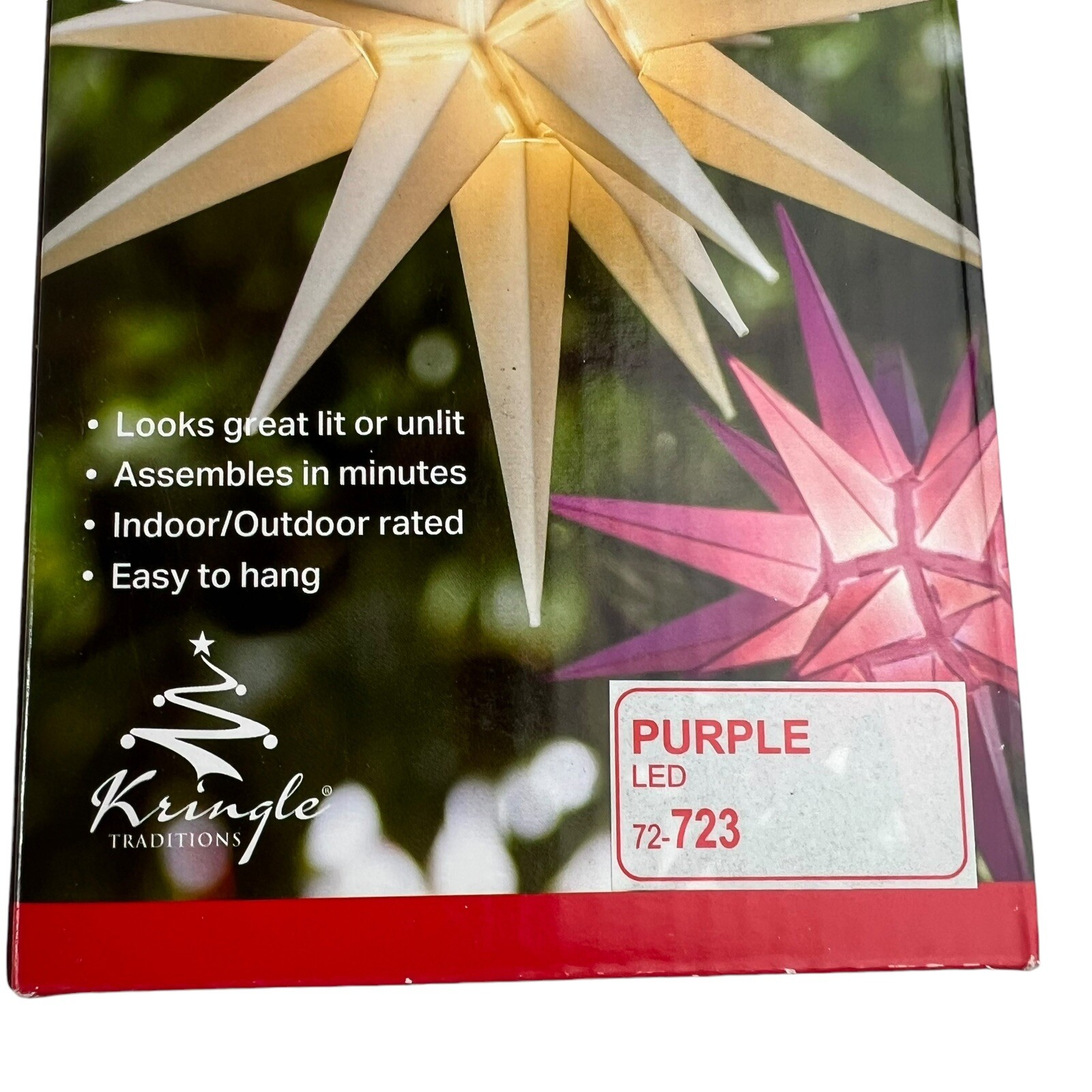 Kringle Moravian Star Illuminated Lighted Purple Hanging Holiday Christmas 14 In