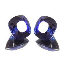 Natural Ceylon Blue Sapphire Loose Cushion Cut Gemstone Matching Pair 13 x 13 MM
