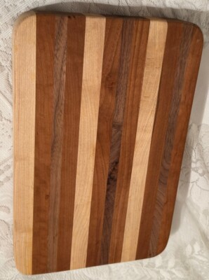 Handcrafted Wood Cutting Board Walnut Cherry Maple Charcuterie Board 13 x 8.5