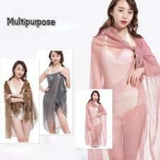 Women Sunscreen Scarf Shiny Shawl Color Changing Neck Wrap Beach Towel Travel