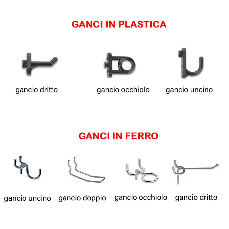 PANNELLO PORTAUTENSILI PORTA UTENSILI FORATO OFFICINE GARAGE  CON/SENZA GANCI - Imagen 2 de 4