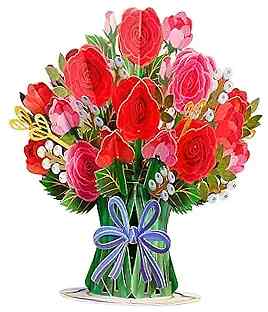 Out Flowers Hugepop Red Roses Pop Up Card, With Detachable Bouquet