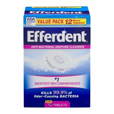 Efferdent Complete Clean Anti-Bacterial Denture Cleanser Tablets 102 Ct 12 Pack