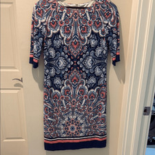 Eliza J Elegant Blue and Pink Paisley Dress size 6