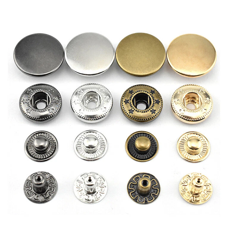 10Sets Metal brass Press Studs Sewing Button Snap Fasteners Craft Clothes  Bags