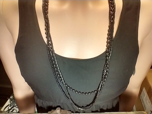 Fashion Jewelry Lot Black and Silver Tone Necklace Bracelet Earrings New Used - Picture 6 of 18