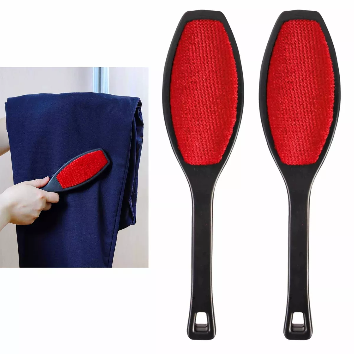 Brosse à vêtements | Rasoir anti-peluches | Rouge | Rotatif | 26x5x6cm |  Antistatique | Retirer les peluches