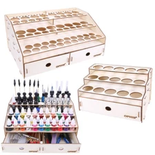 OPHIR Wooden Paint Rack Station with Cabinet Organizer with Acrylic Pigment