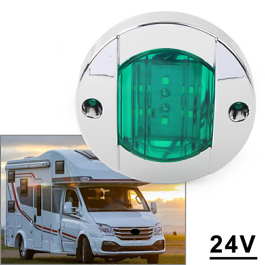 ABS New Green Round 24V LED Side Marker Trailer Lights For Truck Trailer RV Boat