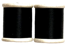 SET OF 2 Gudebrod Nylon Thread Black 50-Yard Spool Type 6/0