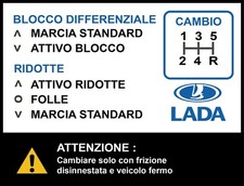 Adesivo Cambio, Ridotte e Differenziale console centrale Lada Niva 4x4 