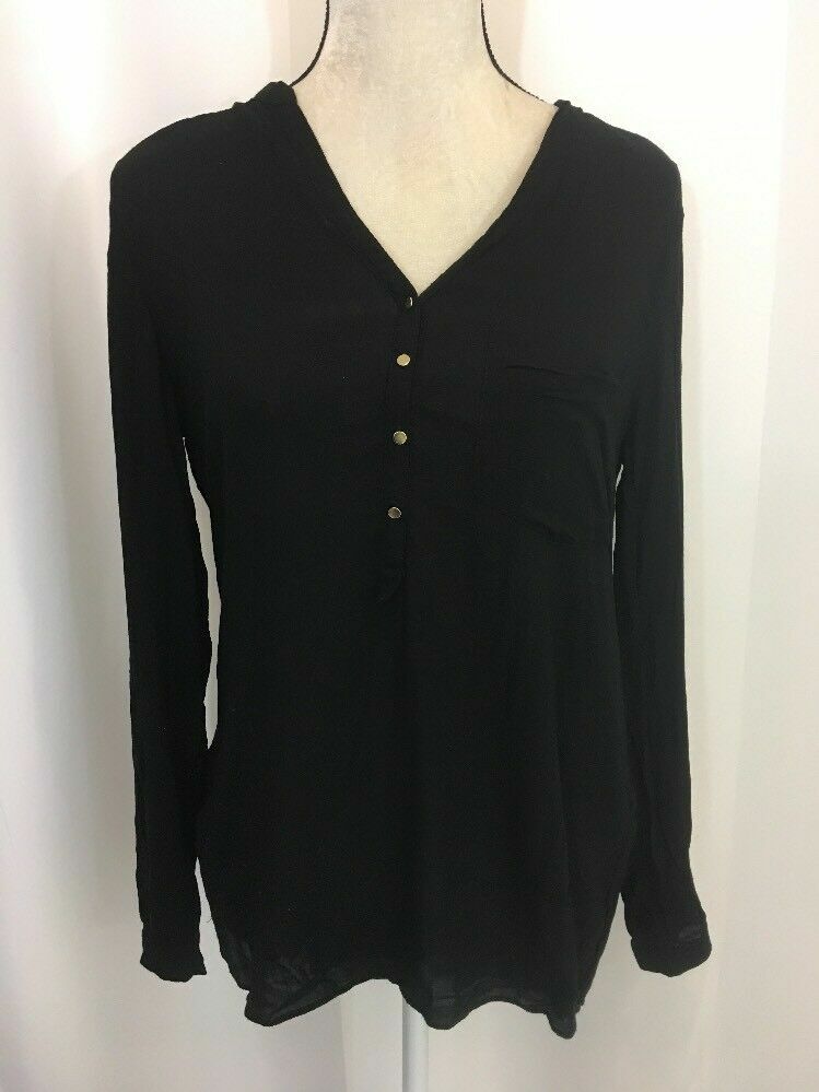 Zara Womens Solid Black Button Down Long Sleeve B… - image 1