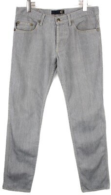 JUST CAVALLI Jeans Men's W33 Tapered Fit Button Fly Grey Fade Effect