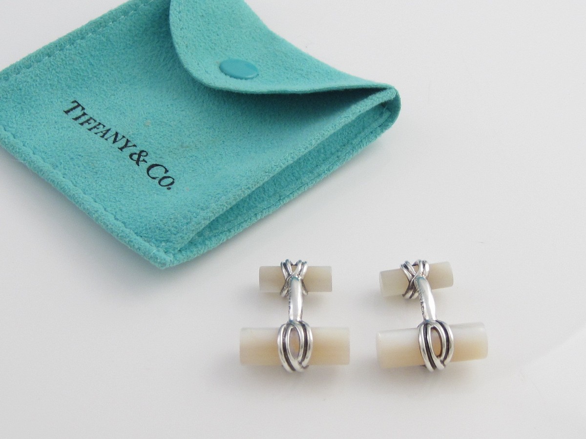 Tiffany Silver RARE Mother Of Pearl Bar Cuff Links Cuff Link