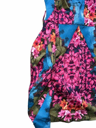 River Island Dress Size 14 Blue Pink Floral Knee Length Summer Dress Holiday - Picture 5 of 12