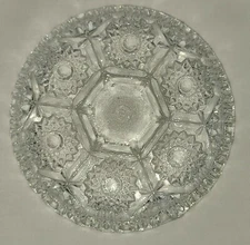 Vintage Saw Tooth Edge  Clear  Cut Glass Round Ashtray  Trinket Dish