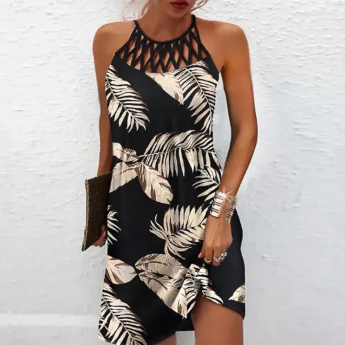 Women Dress Boho Hollow Halter Sleeveless Beach Dresses Holiday Plus Size - Bild 22 von 33